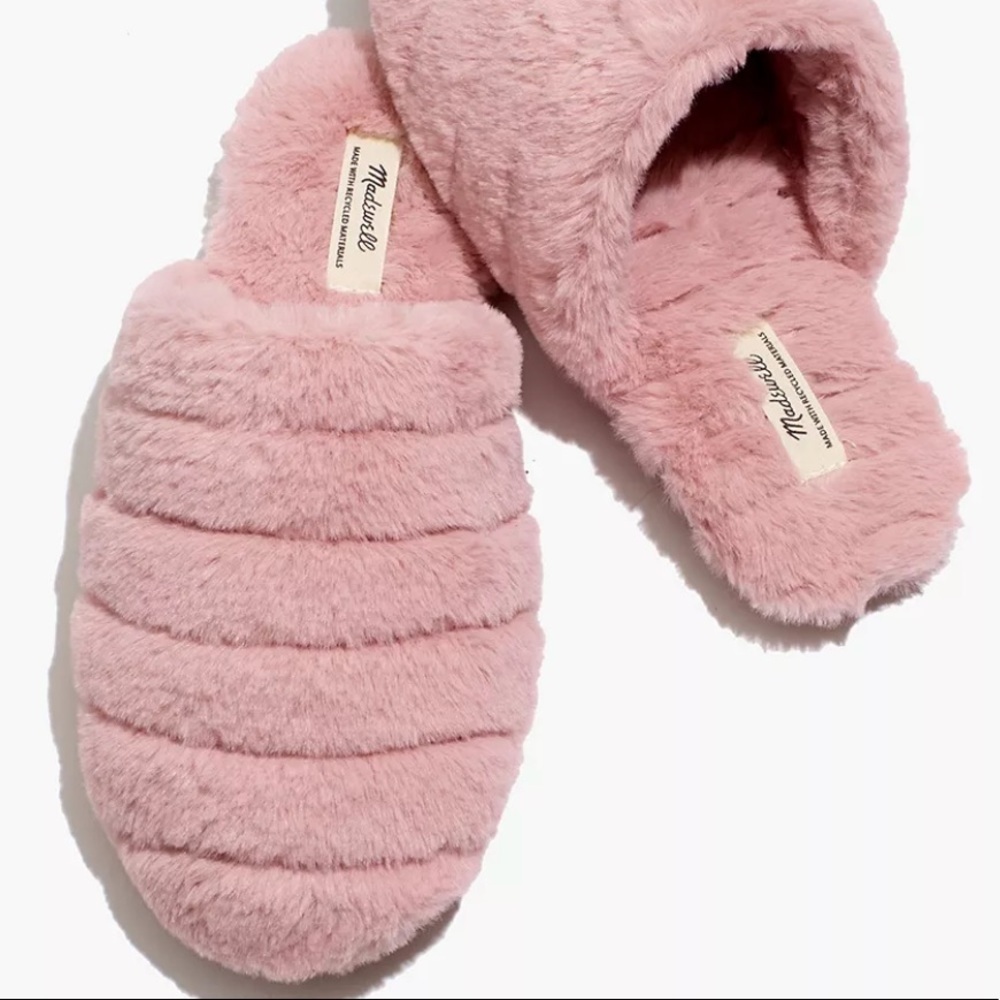 Quilted Scuff Slippers in Recycled Faux‎ Fur